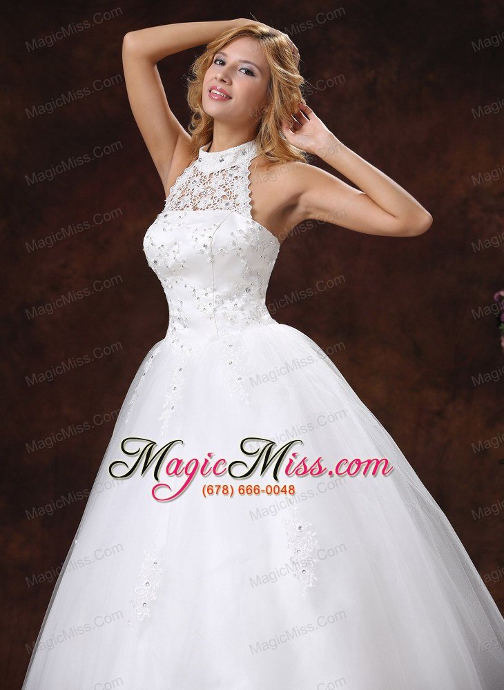 wholesale 2013 luxurious halter appliques with beading for ball gown wedding dress