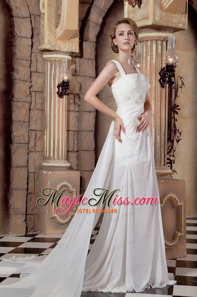 wholesale graceful a-line straps watteau trainchiffon wedding dress