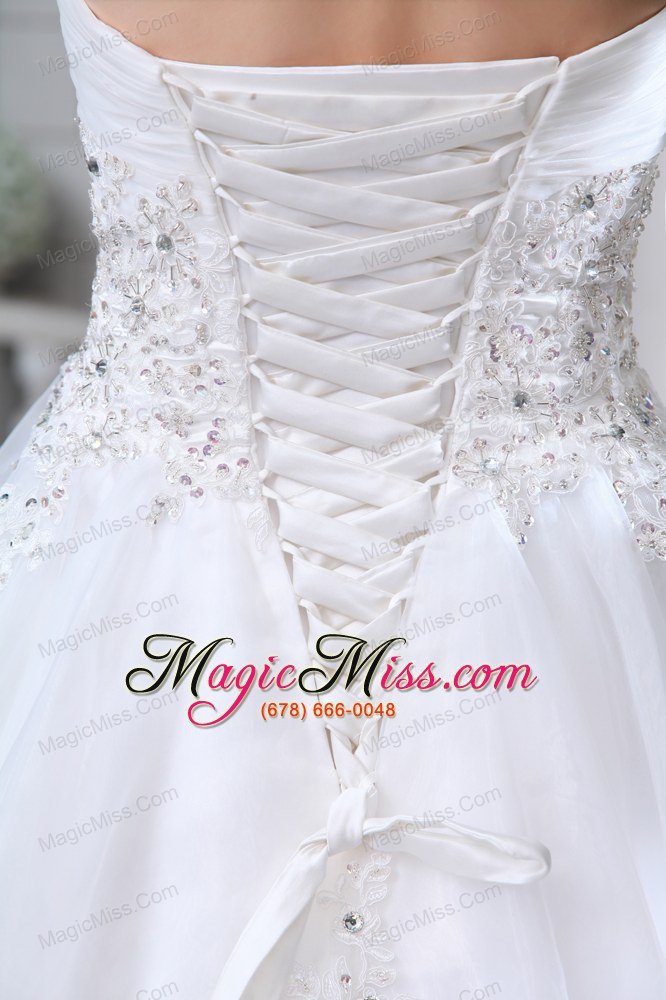 wholesale sweet a-line sweetheart court train organzabeading and appliques wedding dress