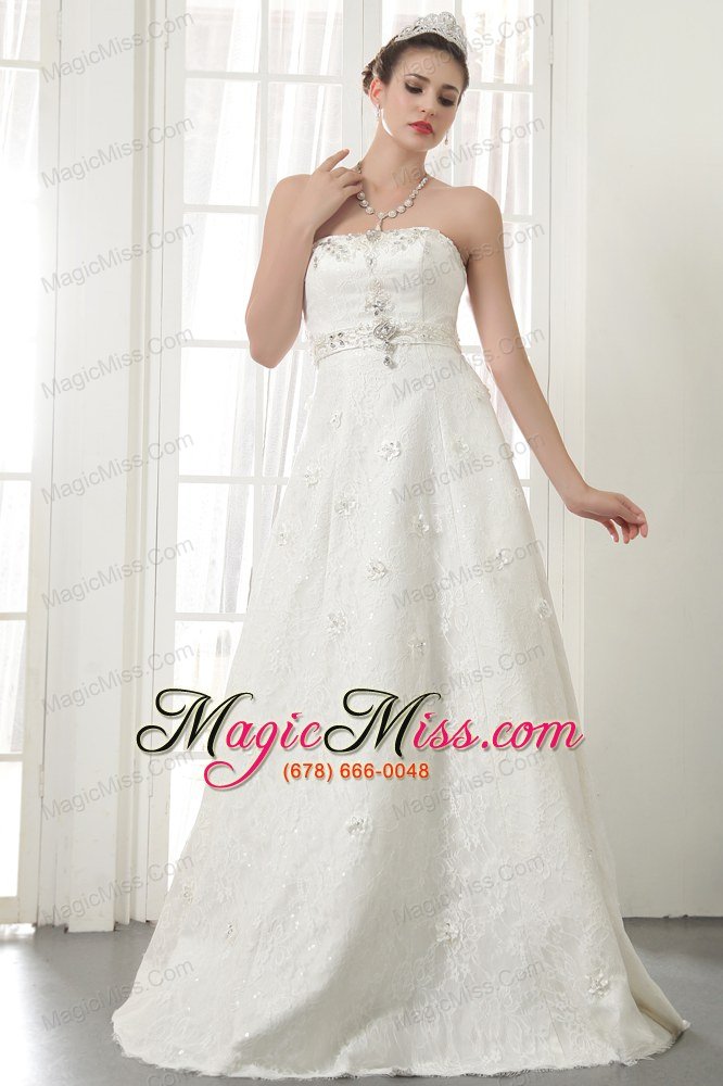 wholesale beautiful a-line / princess strapless floor-length lace beading wedding dress