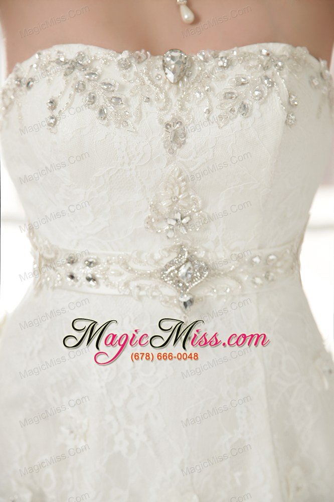 wholesale beautiful a-line / princess strapless floor-length lace beading wedding dress