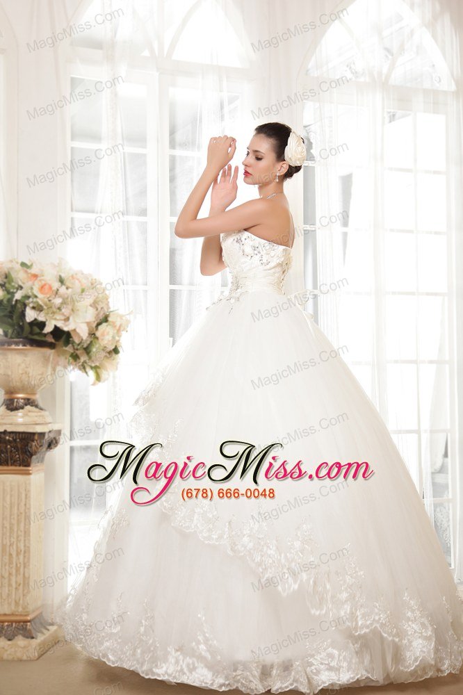wholesale luxurious ball gown strapless floor-length tulle appliques wedding dress