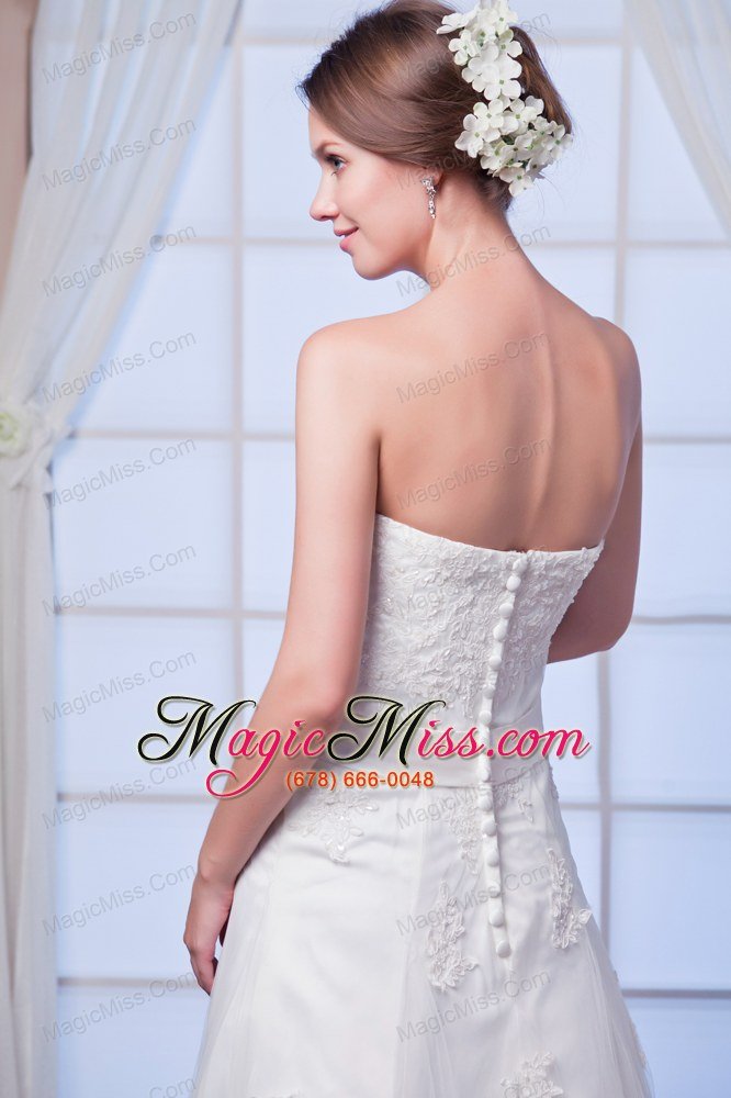 wholesale elegant a-line strapless court train lace beading wedding dress