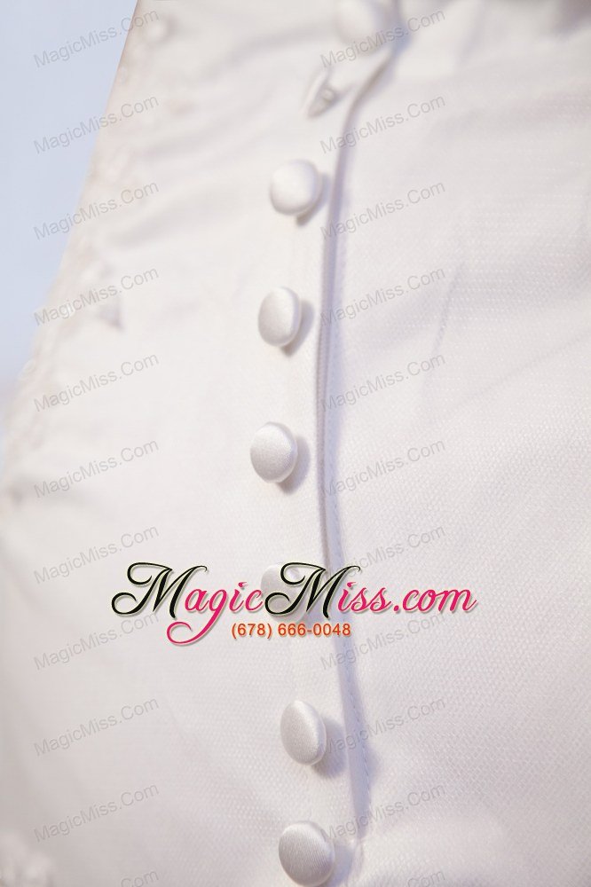 wholesale popular column strapless high-low satin lace wedding dress