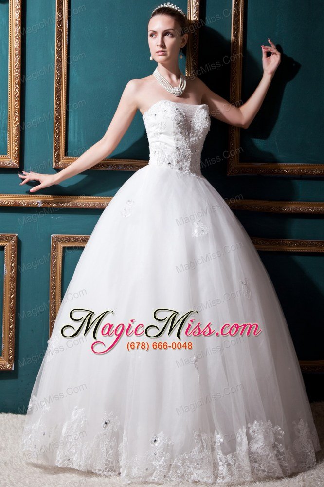 wholesale luxurious ball gown strapless floor-length tulle beading wedding dress