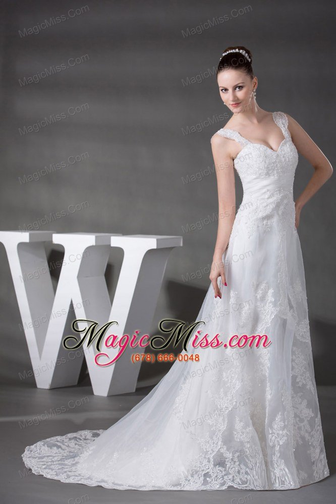 wholesale a-line straps lace court train wedding dress