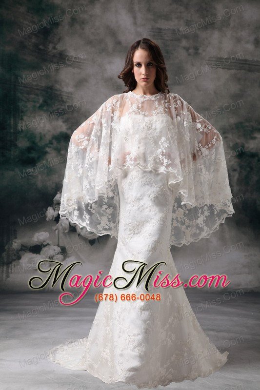 wholesale simple column sweetheart brush train lace wedding dress