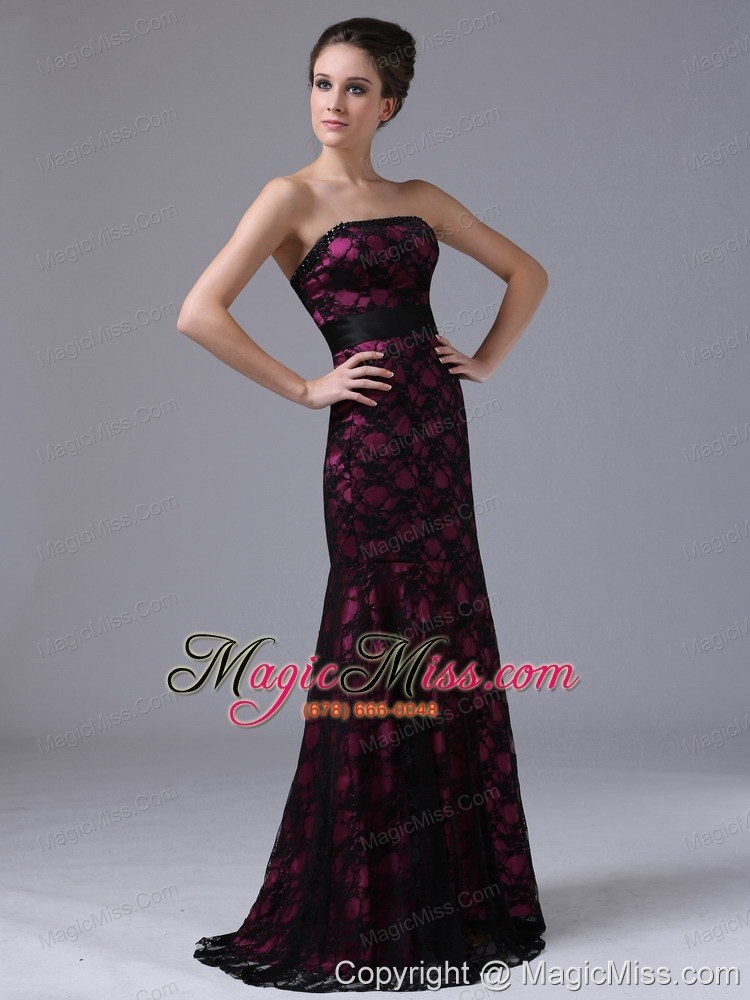 wholesale sexy column brush/sweep prom dress lace-up strapless lace