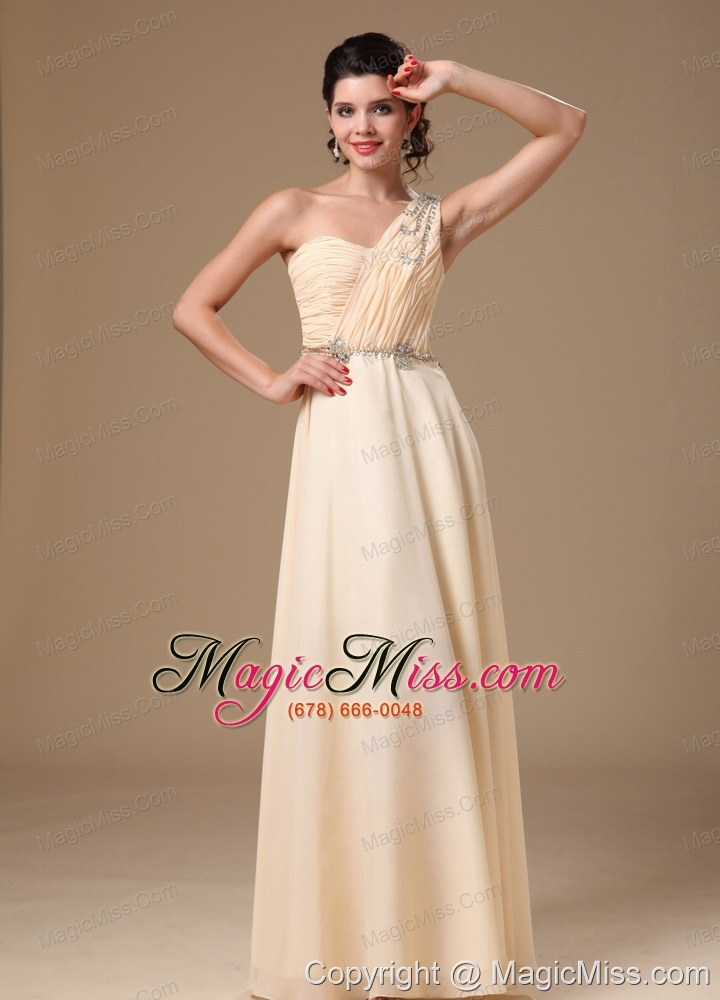 wholesale champagne one shoulder empire prom dress with 2013 new styles beaded decorate shoulder for customize
