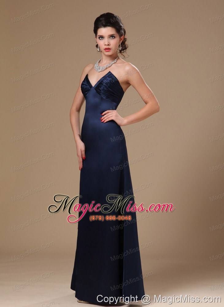 wholesale navy blue satin column v-neck stylish formal evening prom gowns for custom made in anniston alabama