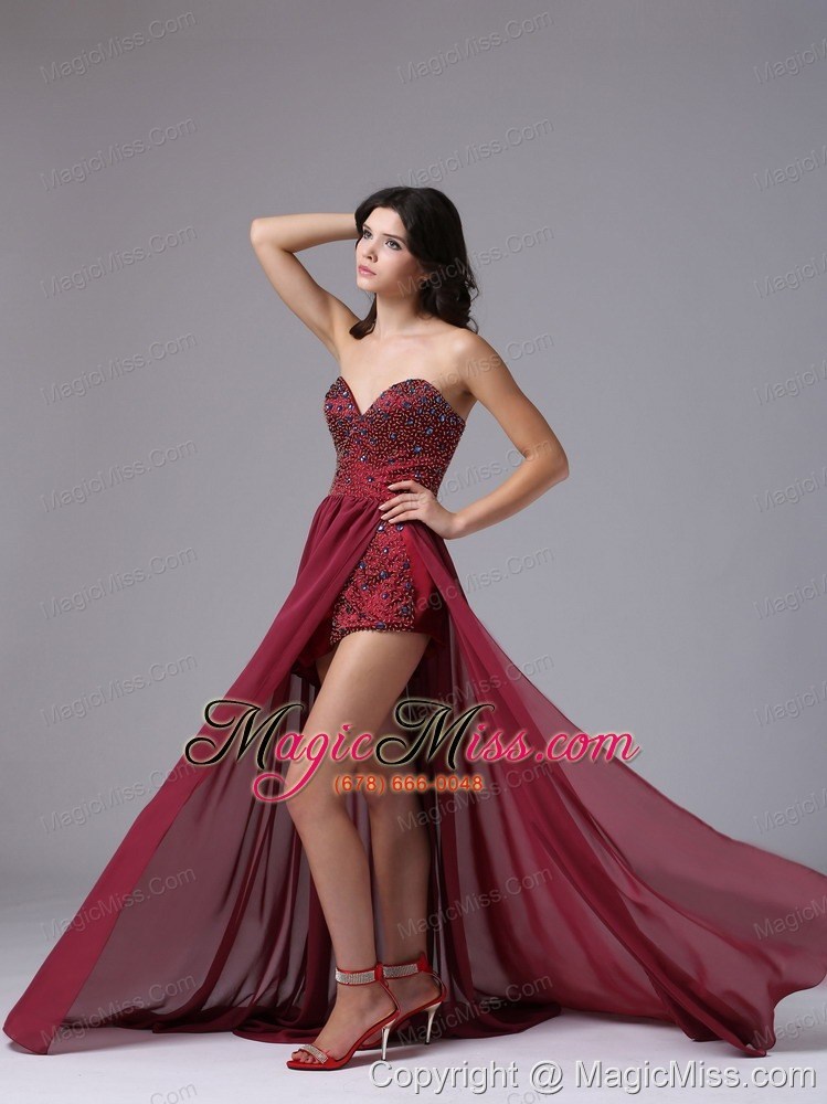 wholesale beaded over skirt with sweetheart and high-low in alamo california for prom dress