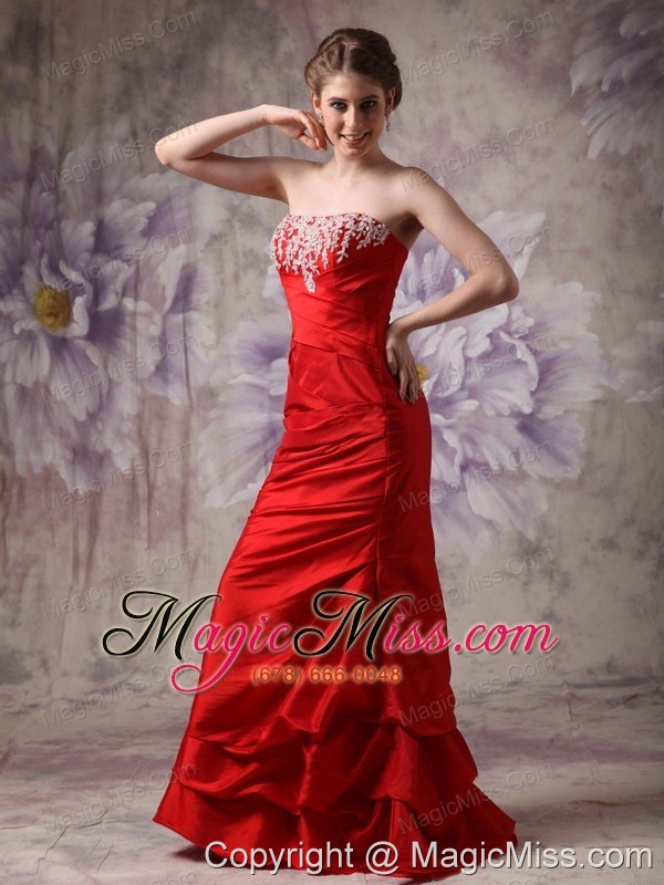 wholesale red column strapless floor-length taffeta beading prom / evening dress