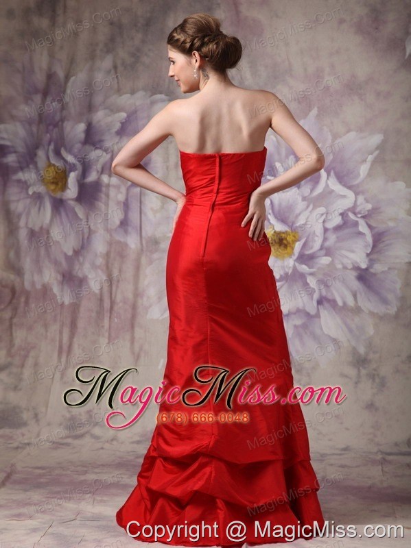 wholesale red column strapless floor-length taffeta beading prom / evening dress