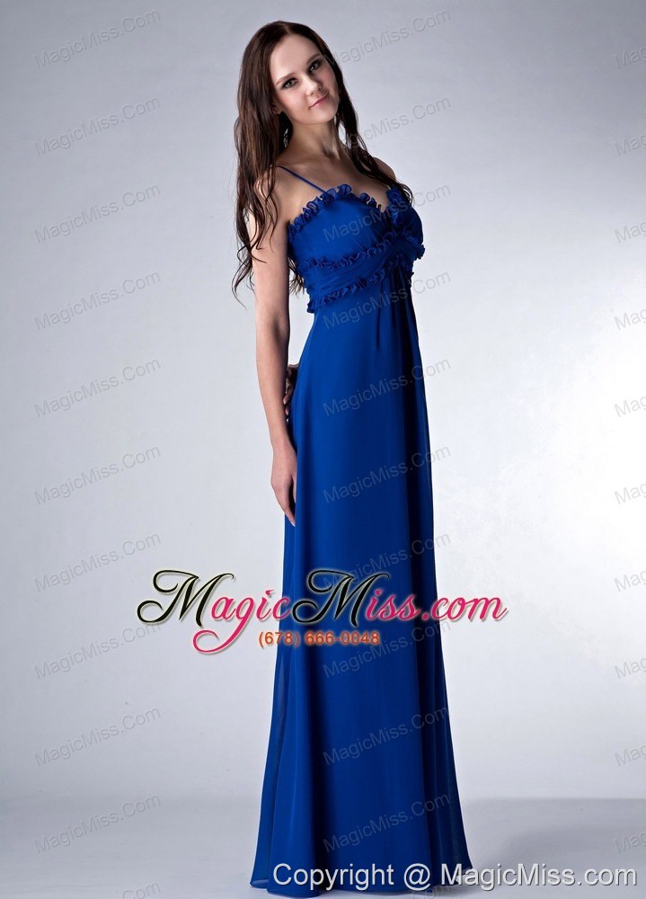 wholesale royal blue empire straps floor-length chiffon bridesmaid dress