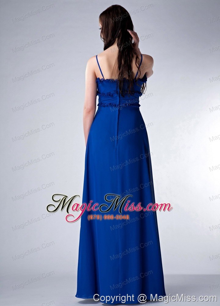 wholesale royal blue empire straps floor-length chiffon bridesmaid dress