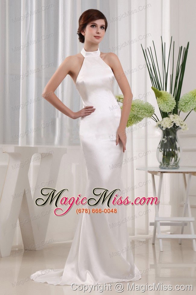 wholesale simple mermaid prom celebrity dress white halter in 2013