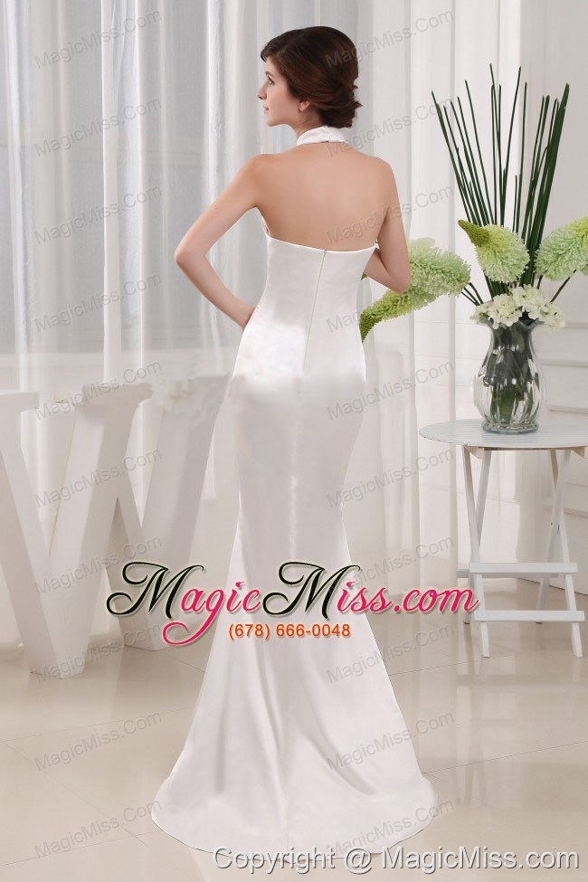 wholesale simple mermaid prom celebrity dress white halter in 2013