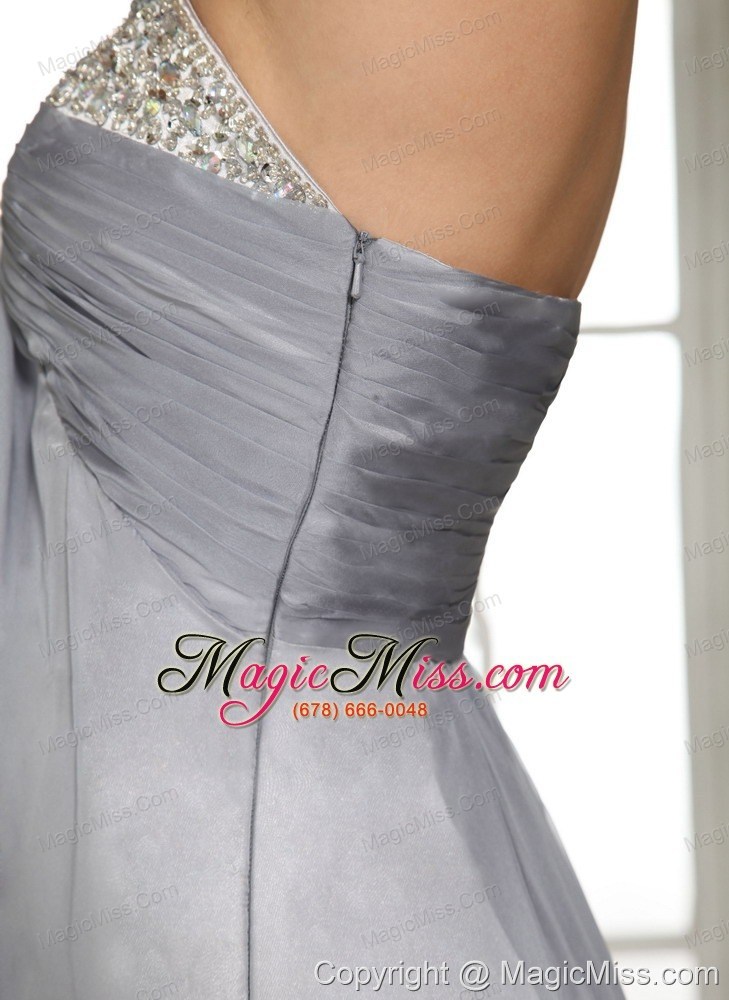 wholesale gray beaded decorate bust and ruch stylish prom celebrity dress in north carolina