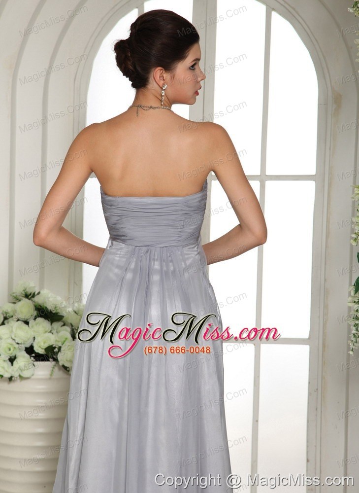 wholesale gray beaded decorate bust and ruch stylish prom celebrity dress in north carolina
