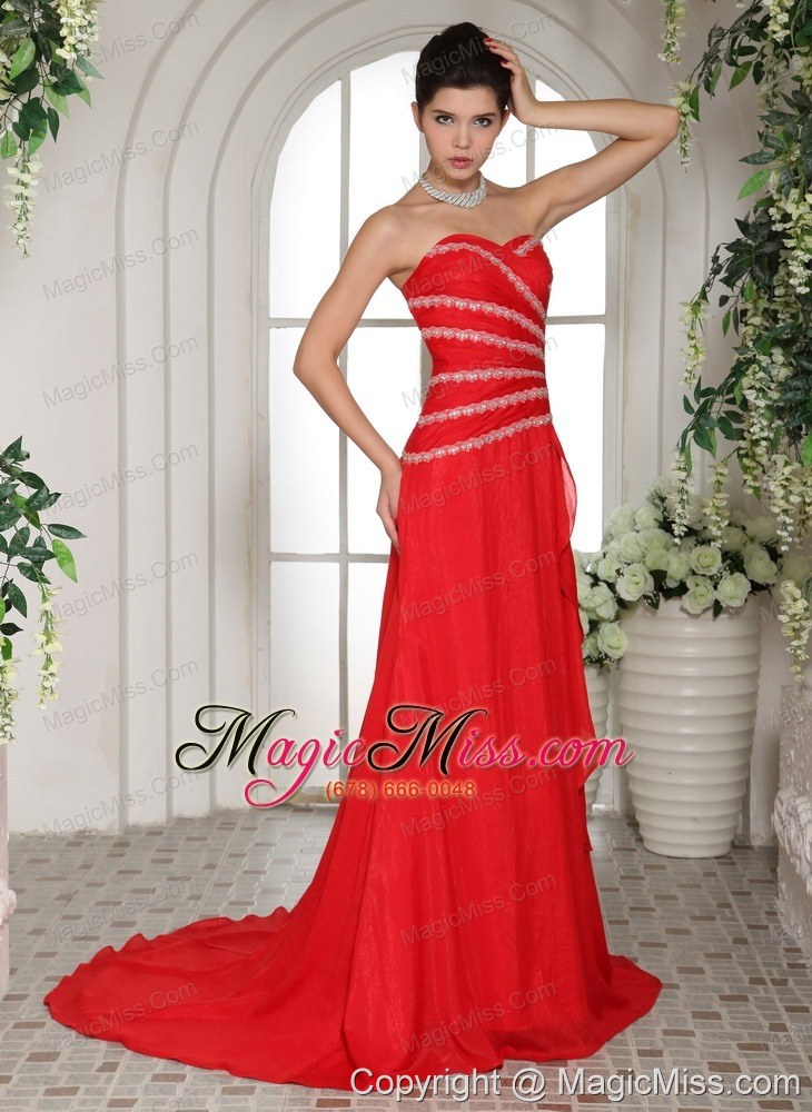wholesale wholesale red sweetheart luxurious 2013 prom dress with brush train in vermont