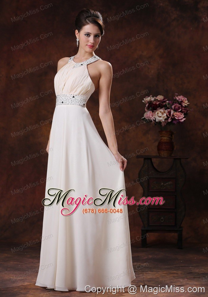 wholesale scoop custom made off white beaded decorate waist prom dress in page arizona