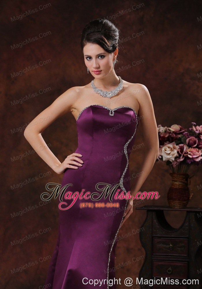 wholesale customize mermaid dark purple mother of the bride dress with beaded decorate on taffeta in peoria arizona