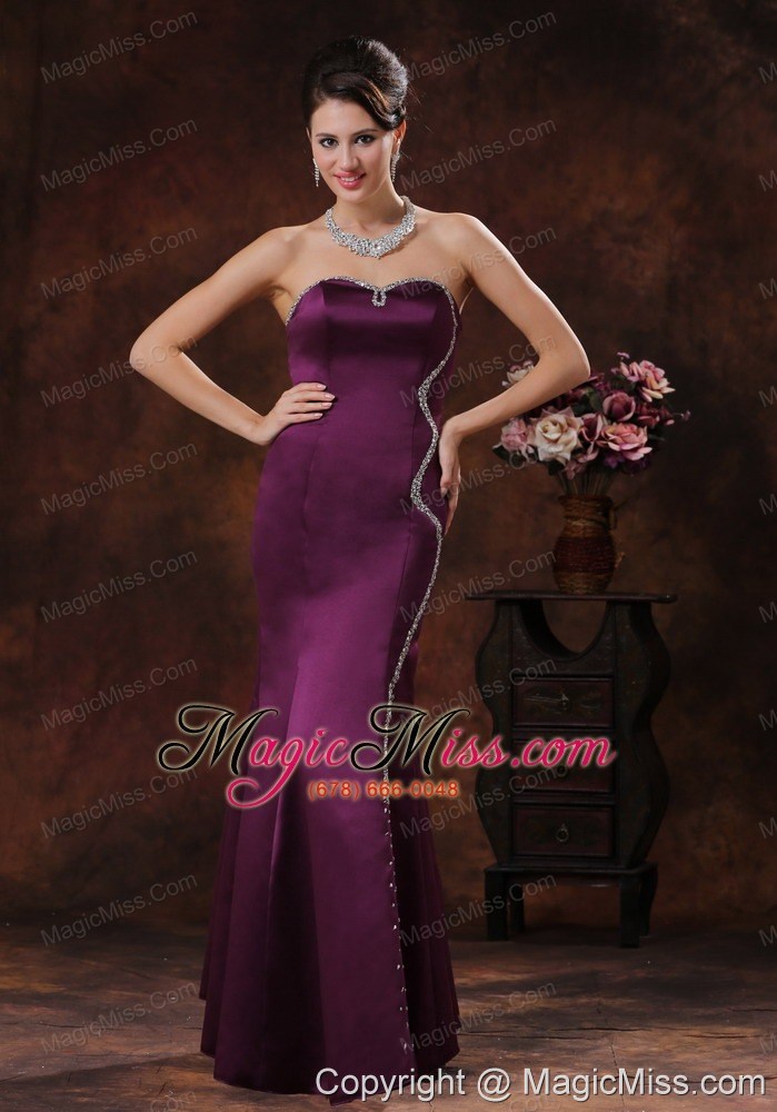 wholesale customize mermaid dark purple mother of the bride dress with beaded decorate on taffeta in peoria arizona