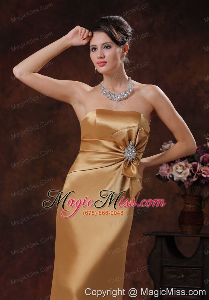 wholesale mermaid champagne mother of bride dress clearance with strapless beaded and bow decorate in pinetop arizona