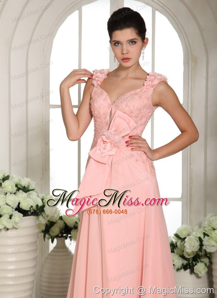 wholesale baby pink straps hand made flowers stylish prom gowns with brush train in west virginia