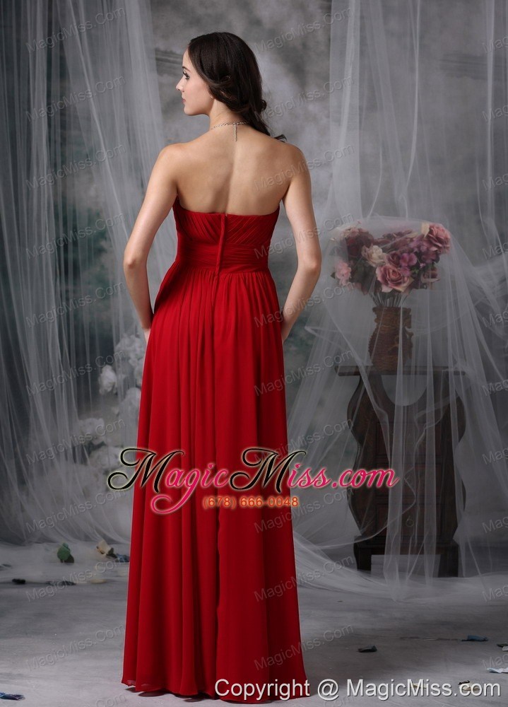wholesale red empire strapless floor-length chiffon beading prom / evening dress