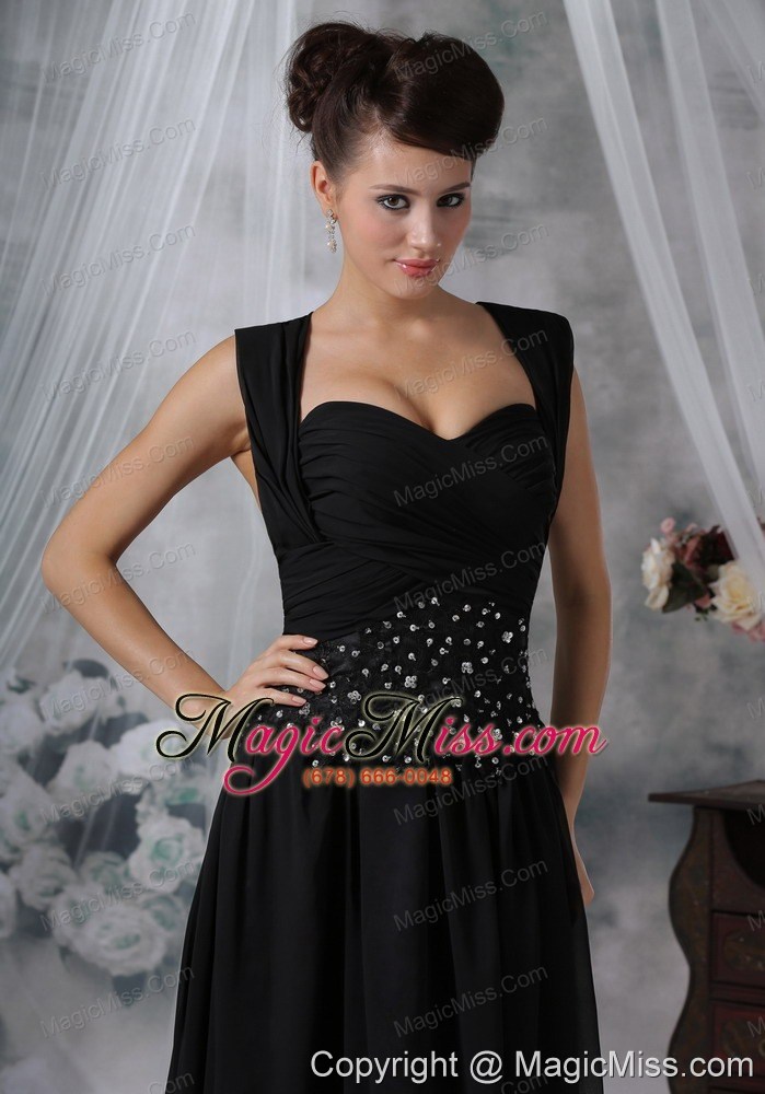 wholesale davenport iowa beaded decorate wasit black chiffon floor-length modest style for 2013 prom / pageant dress