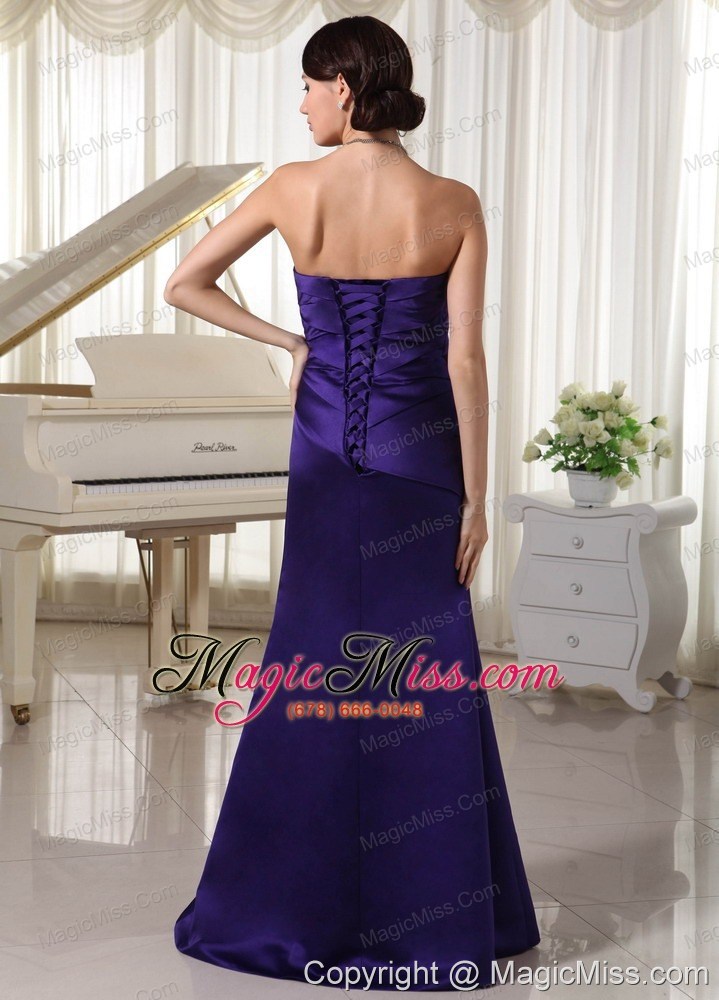 wholesale simple dark purple ruch sweetheart prom / evening dress column taffeta