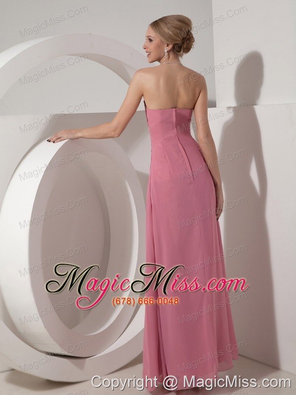 wholesale pink column strapless floor-length chiffon beading prom dress