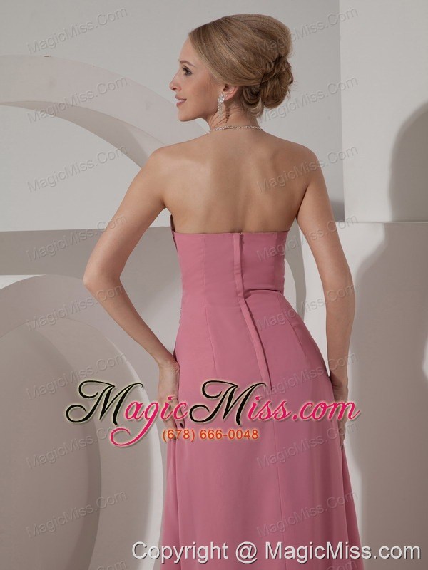 wholesale pink column strapless floor-length chiffon beading prom dress