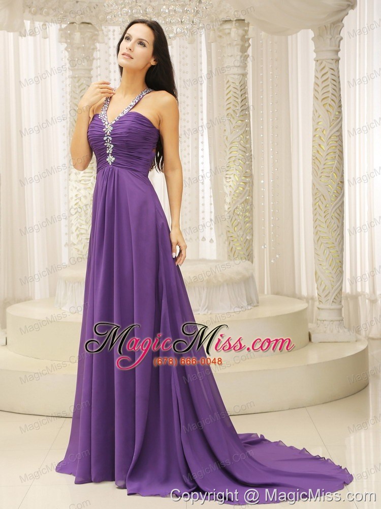 wholesale v-neck beaded decorate shoulder ruched bodice for modest dress in new jersey