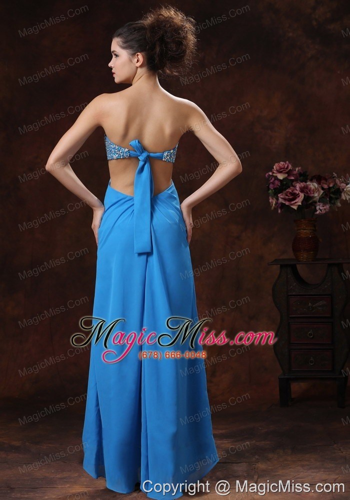 wholesale teal beaded decorate bust stylish prom dress with strapless chiffon in la esmeralda
