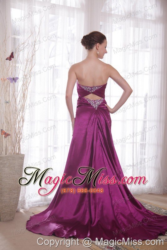 wholesale purple a-line / princess sweetheart court train taffeta beading prom dress
