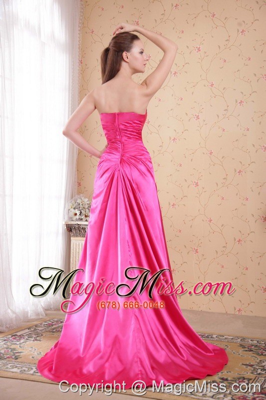 wholesale hot pink empire sweetheart sweep / brush train taffeta beading prom dress