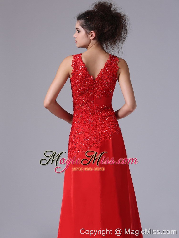 wholesale chiffon beading brush/sweep v-neck red 2013 prom dress