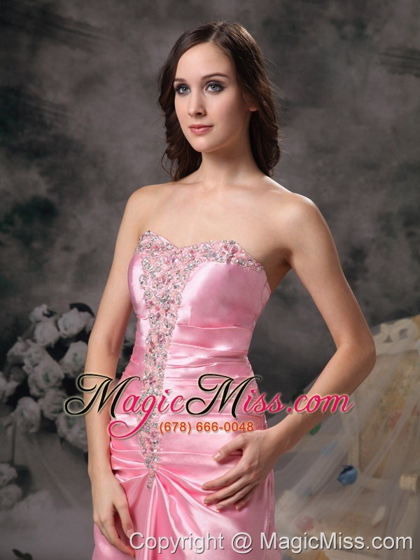 wholesale rose pink empire sweetheart brush train taffeta beading prom / evening dress