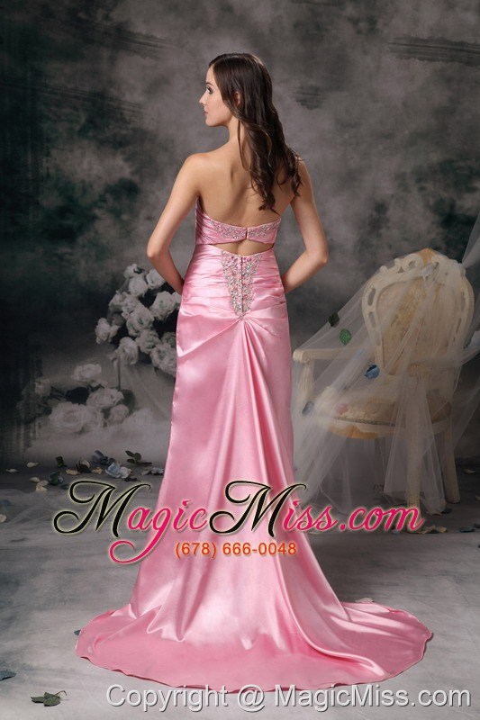 wholesale rose pink empire sweetheart brush train taffeta beading prom / evening dress