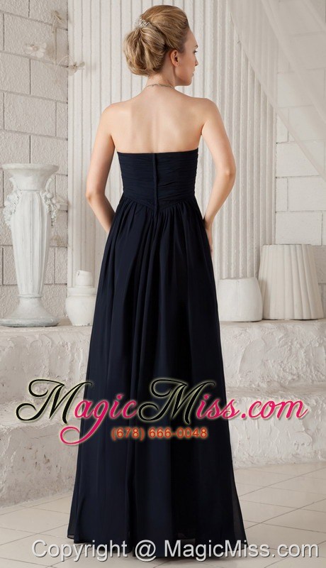 wholesale black empire sweetheart floor-length chiffon ruch bridesmaid dress