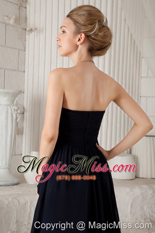 wholesale black empire sweetheart floor-length chiffon ruch bridesmaid dress