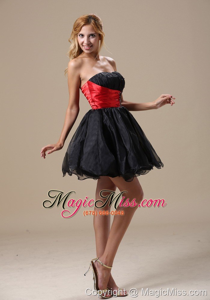 wholesale montana a-line mini-length beaded decorate wasit black and red organza and taffeta 2013 prom / cocktail dress