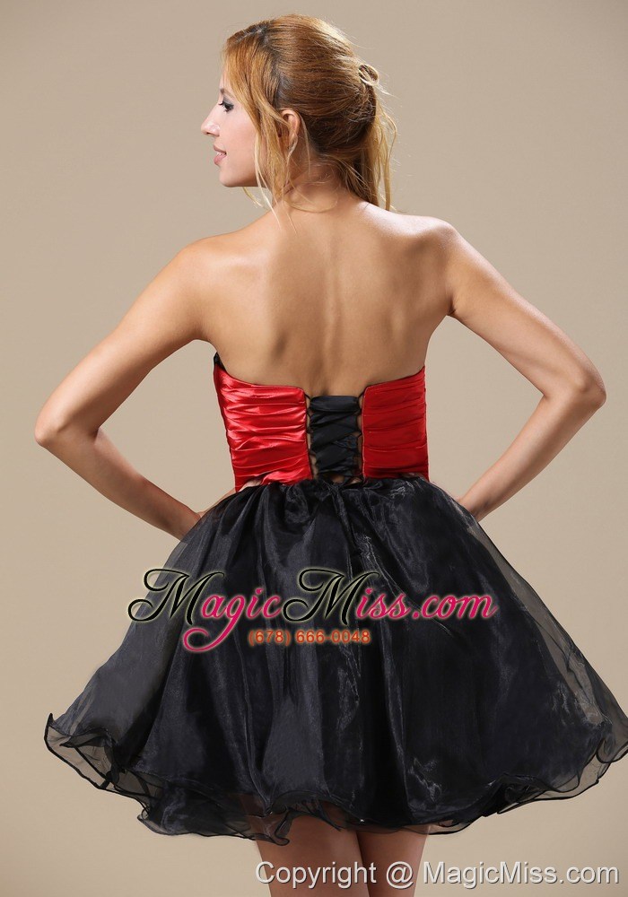 wholesale montana a-line mini-length beaded decorate wasit black and red organza and taffeta 2013 prom / cocktail dress