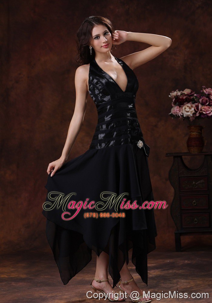 wholesale sexy black asymmetrical prom celebrity dress clearance with halter in benson arizona