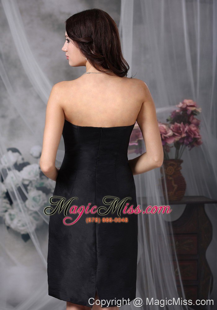 wholesale black a-line strapless knee-length satin ruch bridesmaid dress
