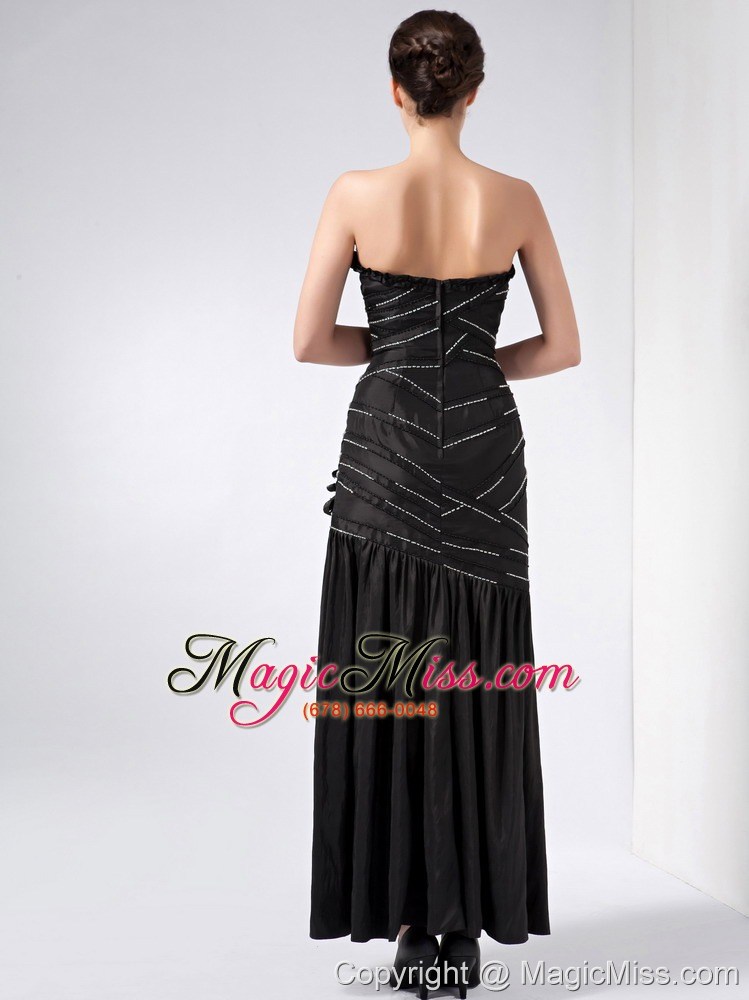 wholesale fashionable black column strapless beading prom dress ankle-length taffeta