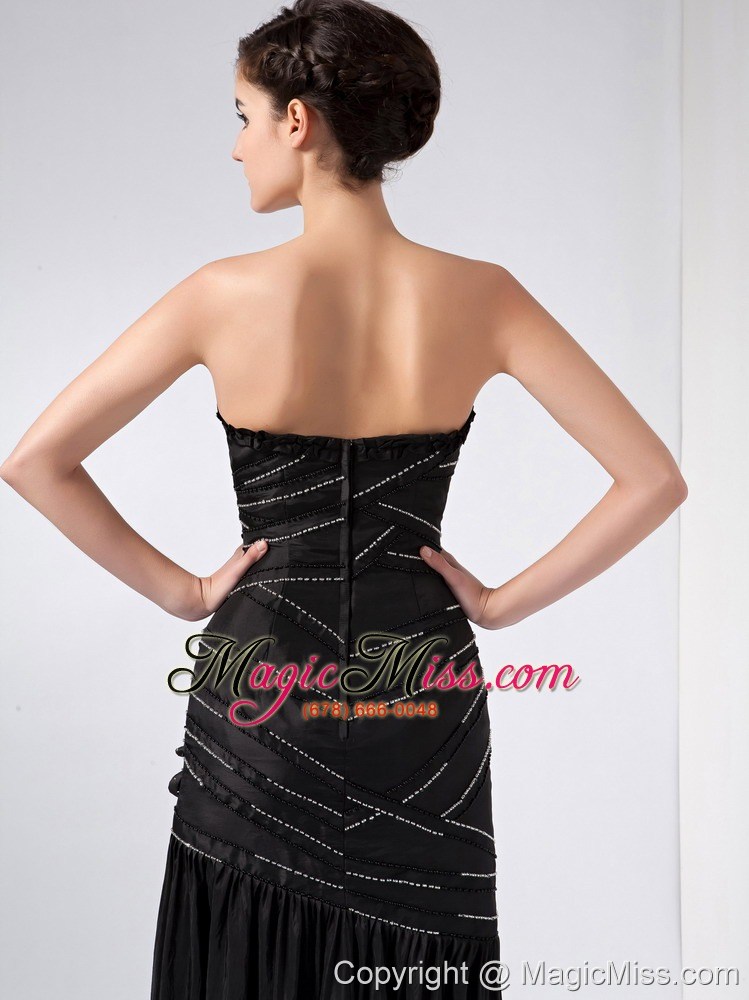 wholesale fashionable black column strapless beading prom dress ankle-length taffeta