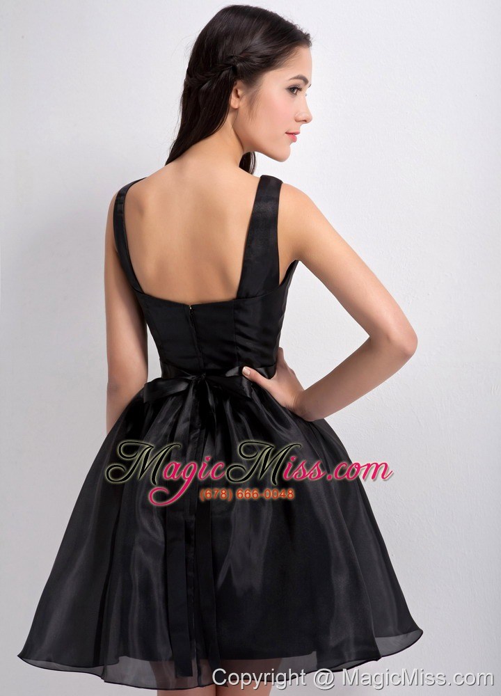 wholesale black a-line bateau mini-length taffeta and organza beading prom dress